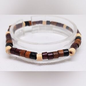 Men's bracelet beaded beads brown new e69